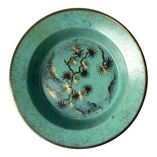 WMF Ikora Paul Haustein, Green Patinated Metal Vide Poche, Glass Insert, 1920s For Sale