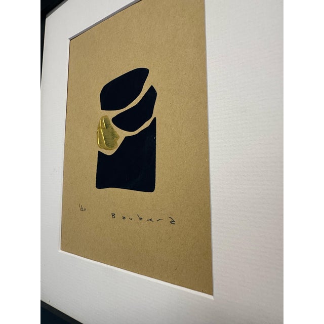Limited Edition Artwork (1/20) Silkscreen on recycle paper with metalic **Elegant Minimalist Abstract Art with Gold...