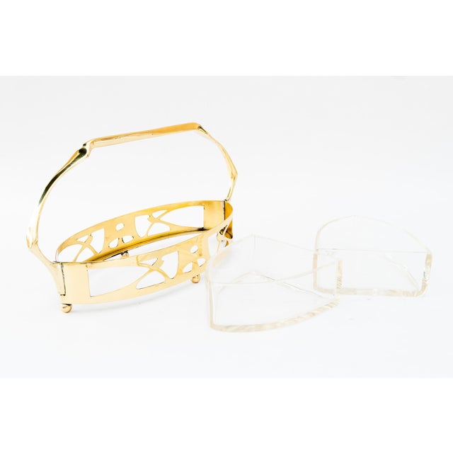 Gold Art Deco Brass Centerpiece with Glasses, Vienna, 1920s For Sale - Image 8 of 12