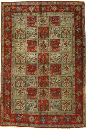 1930s Vintage Persian Qum Hand-Knotted Rug - 4′5″ × 6′6″