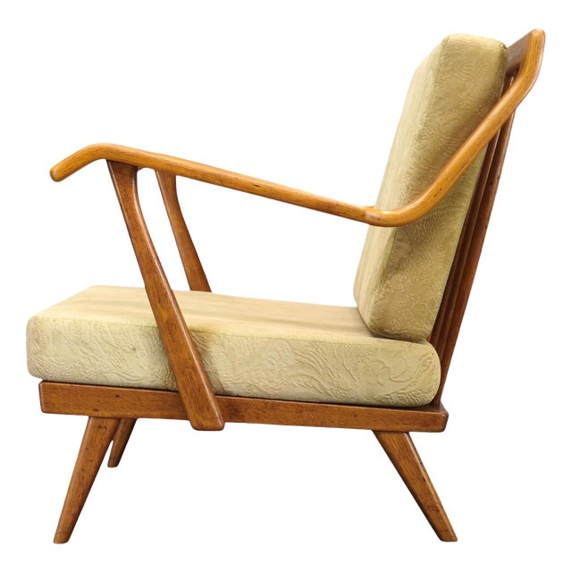 Vintage Prototype Oak Lounge Chair with Label, 1950s For Sale