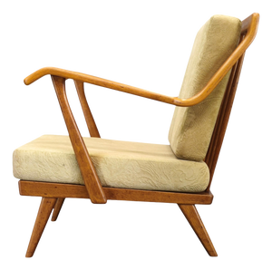 Vintage Prototype Oak Lounge Chair with Label, 1950s