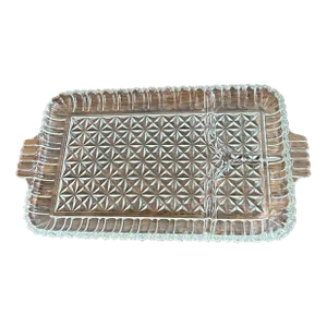 Vintage Divided Pressed Glass Oblong Tray