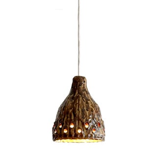 Brutalist Artisanal Danish Ceramic Pendant Lamp, 1960s For Sale