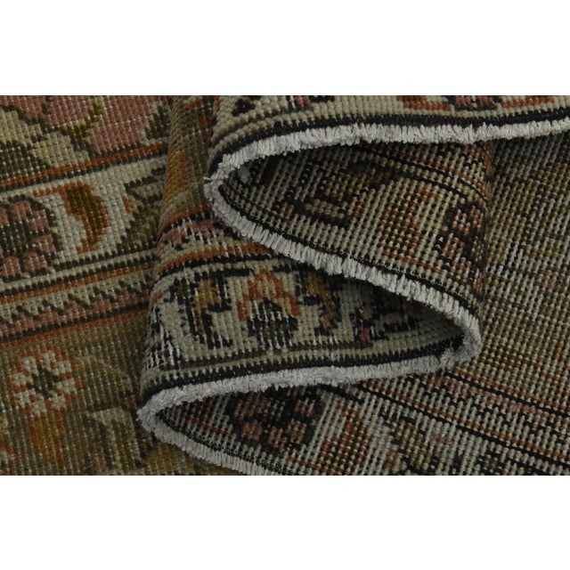 1970s Vintage Persian Handmade Wool Cotton Green Area Rug For Sale - Image 10 of 11