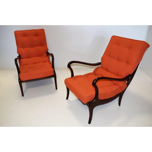 Set of Walnut Lounge Chairs with Removable Pillows, 1958 For Sale - Image 6 of 6