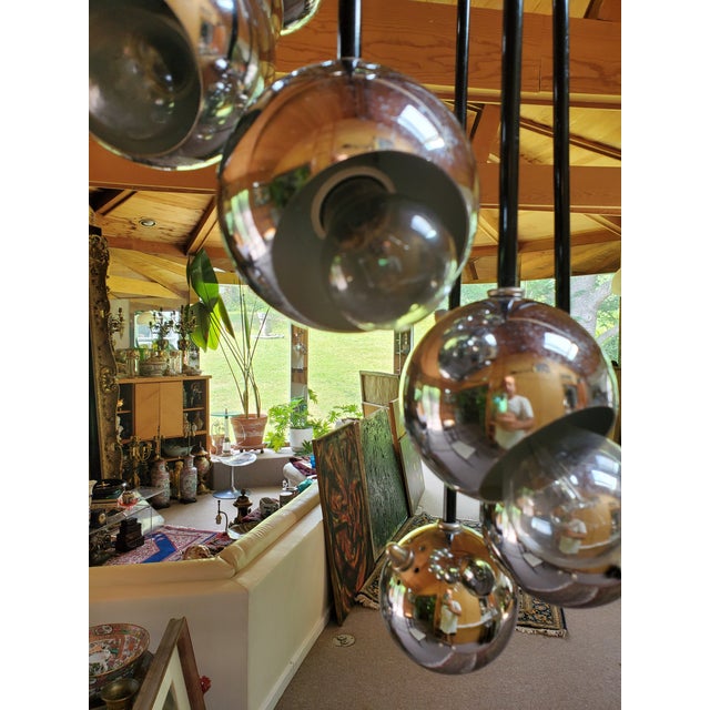 Mid Century Modern Sonneman Style Helmet Chandelier For Sale In Boston - Image 6 of 9