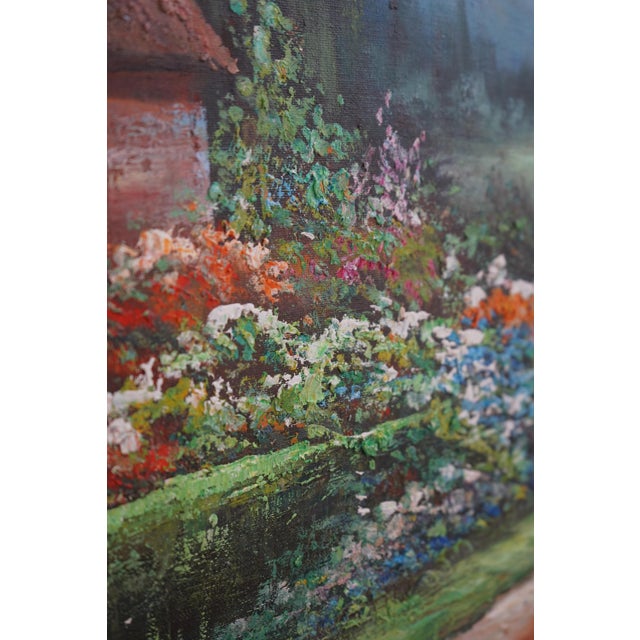B. Trapp Vintage Meadow & Cottage Framed Oil Painting on Canvas For Sale - Image 9 of 12