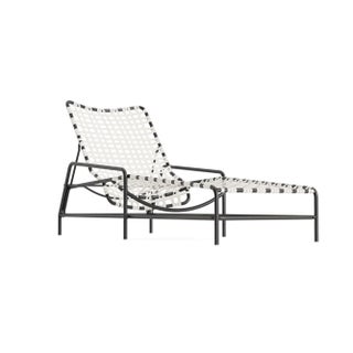 Brown Jordan Kantan Aluminum Vinyl Chaise Lounge, Textured Pewter frame with White Lite fabric For Sale