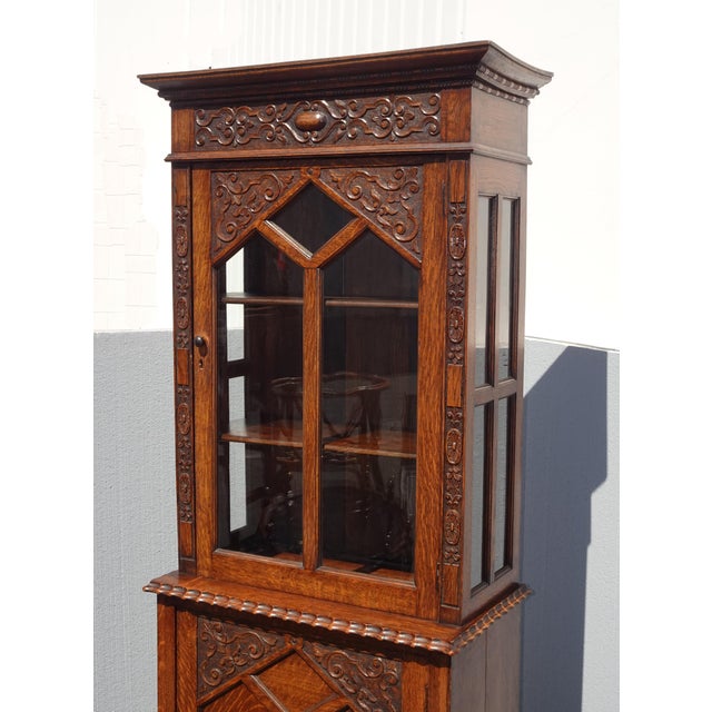 Antique Spanish Style Curio Display W Storage French Country