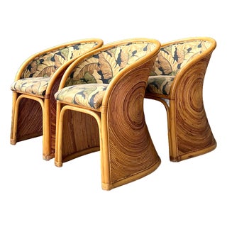 Vintage Pencil Reed Sunburst Dining Chairs For Sale