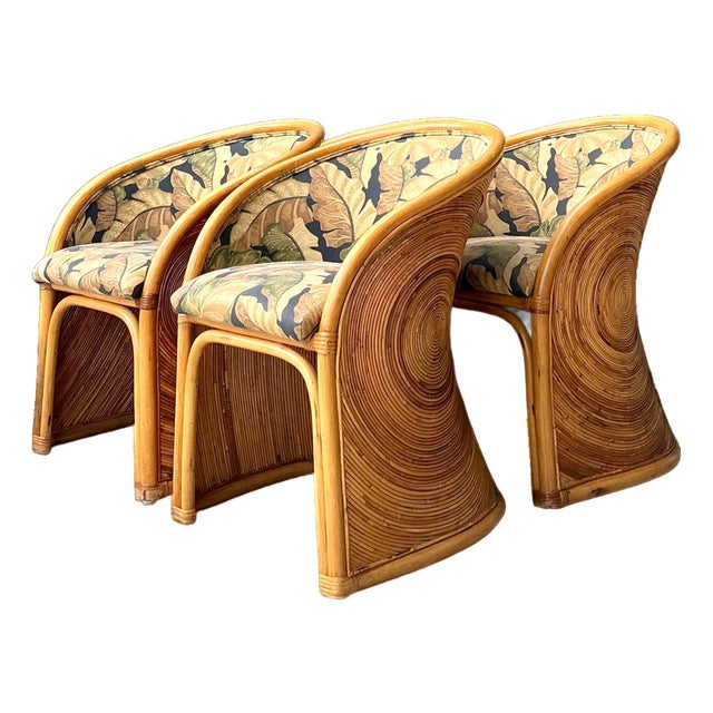 Vintage Pencil Reed Sunburst Dining Chairs For Sale