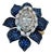 3 Ct Blue Sapphire & 1.5 Ct Diamond Flower Ring in 18 Kt Two Tone Gold Size7 For Sale