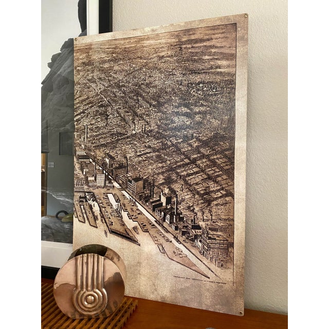 Metal New York City Sign Featuring Piers & Ships For Sale - Image 4 of 12