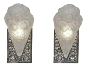 French Art Deco Wall Sconces Signed by Degue - A Pair