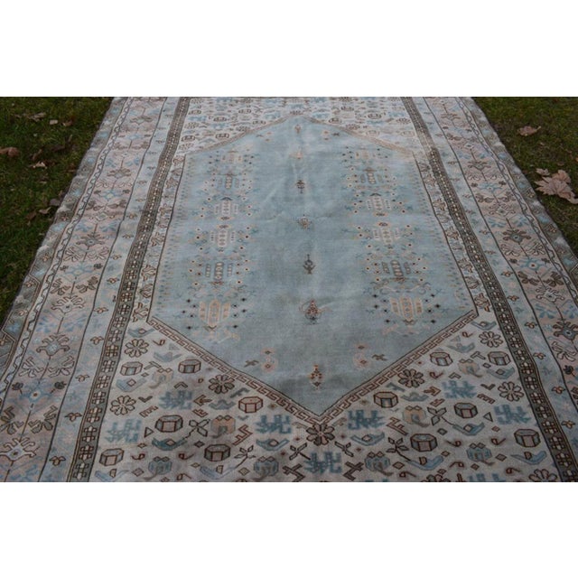 ative Turkish Soft Muted Color Oushak Dining Room Rug - 6′ × 8′8″ For Sale - Image 4 of 11