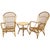 Very nice set of 2 rattan designer chairs or armchairs and a matching round rattan and wood side table, Boho style from...