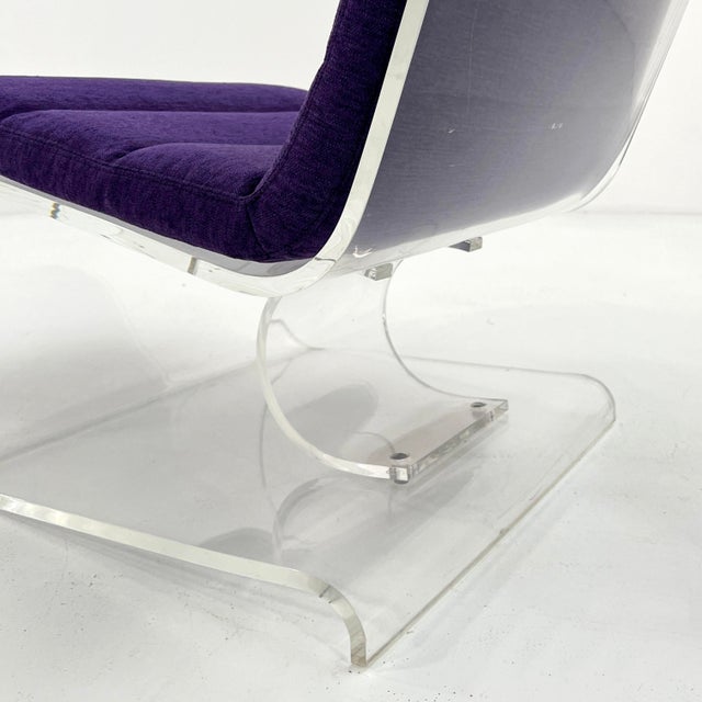 Textile Space Age Lounge Chair in Acrylic Glass with Purple Cushion, 1970s For Sale - Image 7 of 15