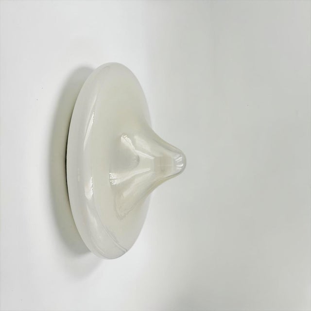 1970s Large Italian Opaline Glass Flush Mount, 1970s For Sale - Image 5 of 14
