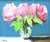Abstract Pink Bouquet of Flowers Oil Painting Including the Antiqued Gold Wood Frame For Sale - Image 3 of 5