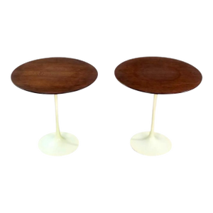 1960's Walnut Tulip Side Tables by Saarinen for Knoll- A Pair