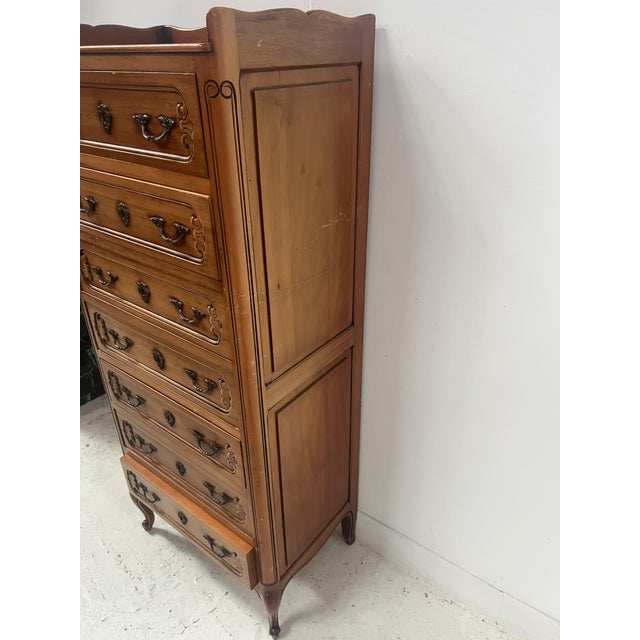 Wood 20th Century Regency Style Cherrywood Chest of Drawers For Sale - Image 7 of 11