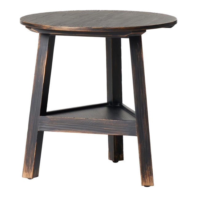 Four Hands Kickapoo River Cricket Table - Distressed Black Veneer For Sale