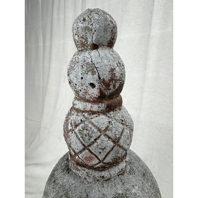 Stone Gray Late 20th Century Architectural Concrete Finial With Natural Lichen Patina For Sale - Image 8 of 10