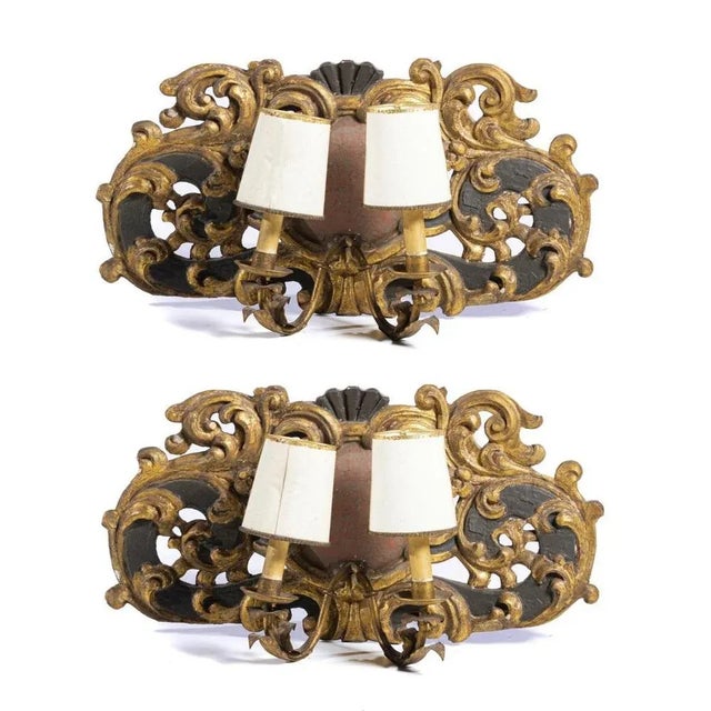 Portuguese 2-Light Sconces, 18th Century, Set of 2 For Sale - Image 5 of 6