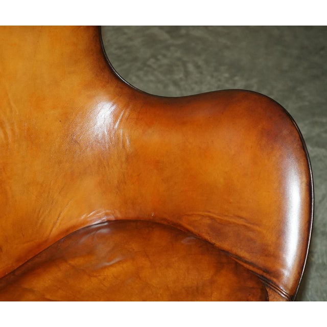 Set of Egg Chair and Footstool in Brown Leather from Fritz Hansen, 1968 For Sale - Image 8 of 18