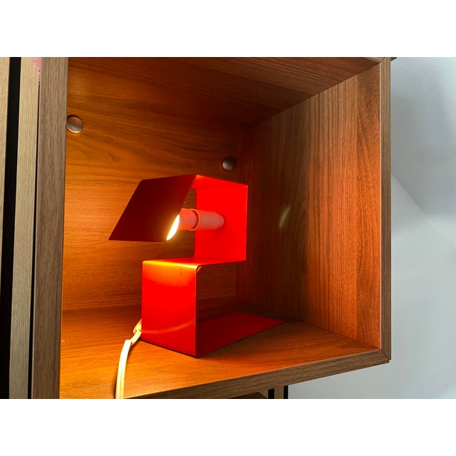 Vintage Geometric Red Metal Table Lamp, 1970s For Sale - Image 13 of 15