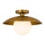 Handcrafted Solid Brass Flush Mount Ceiling Light With Opal Glass Globe For Sale
