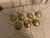 This set of seven champagne flutes have a brass base . They have a great art deco style . They are origionally from pier...