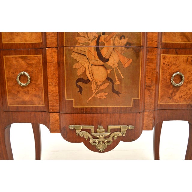 Antique French Marble Top Inlaid Commode, 1890 For Sale - Image 10 of 13