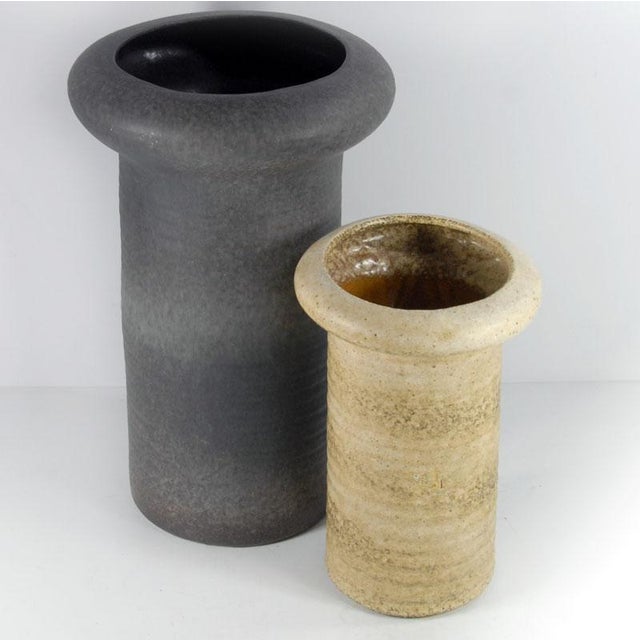 A pair of large vases made of ceramics. They are decorated with matte glaze. They come from German factories from the...