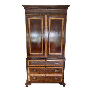 19th Century Antique Georgian Tiger Mahogany Linen Press Wardrobe Cabinet For Sale