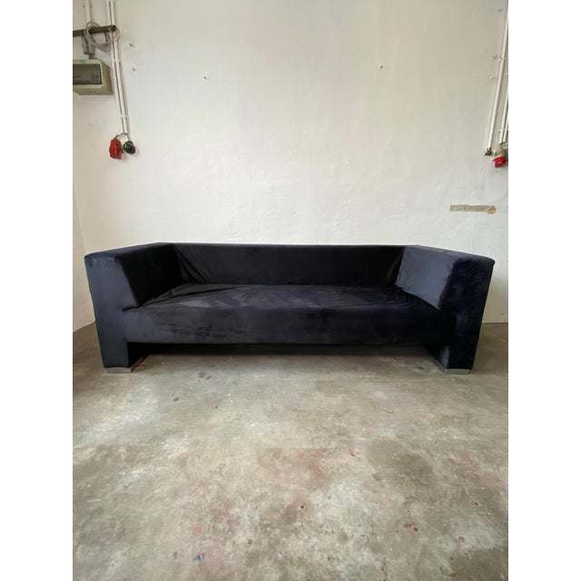 1990s Omnibus 2-Arm Sofa in Black Velvet from Vladimir Kagan, 1990s For Sale - Image 5 of 5