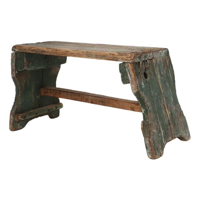 Industrial Green Wooden Stool, France, 1900s For Sale