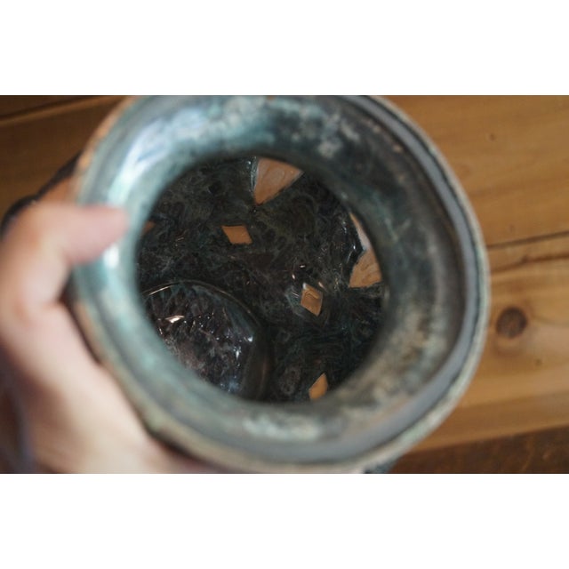 Metal 1960s Rajasthani 3d Glass and Metal Embossed Vase For Sale - Image 7 of 10