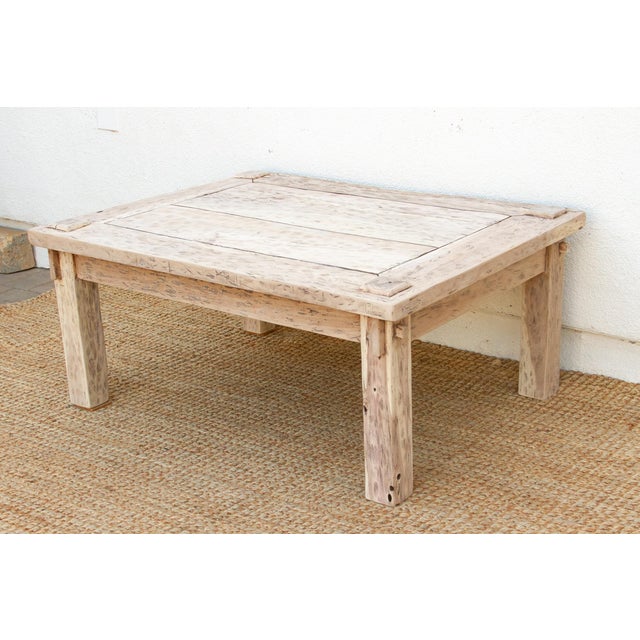 Ecru Bleached Teak Coastal Rustic Coffee Table For Sale - Image 8 of 18