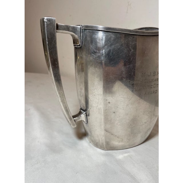 Rare Vintage 1942 Njsha Culinary Exhibit Silver-Plate Trophy Pitcher Award For Sale - Image 10 of 11