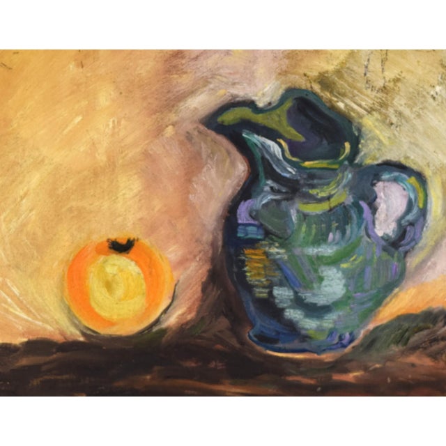 Vintage Modernist Expressionist Still Life Oil Painting on Canvas C.1980s For Sale - Image 4 of 6