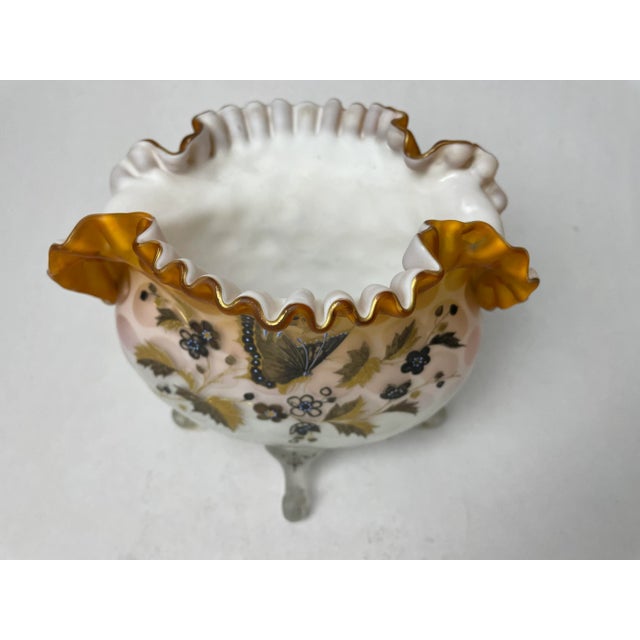 Enamelled multilayer opaline glass bowl with beautiful hand painted decorations. Napoleon III period.