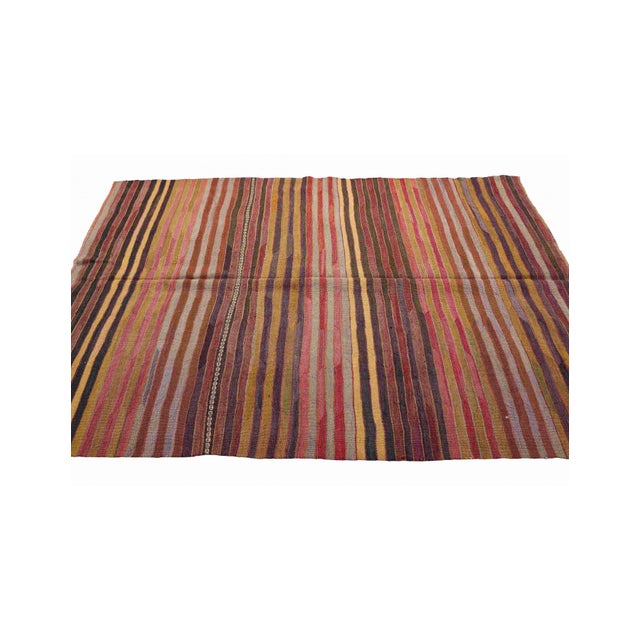 Striped Vintage Decorative Kilim Rug - 5`2" X 6`10" For Sale In Los Angeles - Image 6 of 6