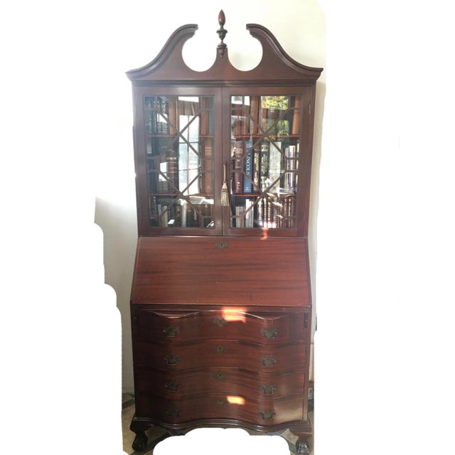 Solid Wood Secretary Desk With GlassFront Hutch Chairish