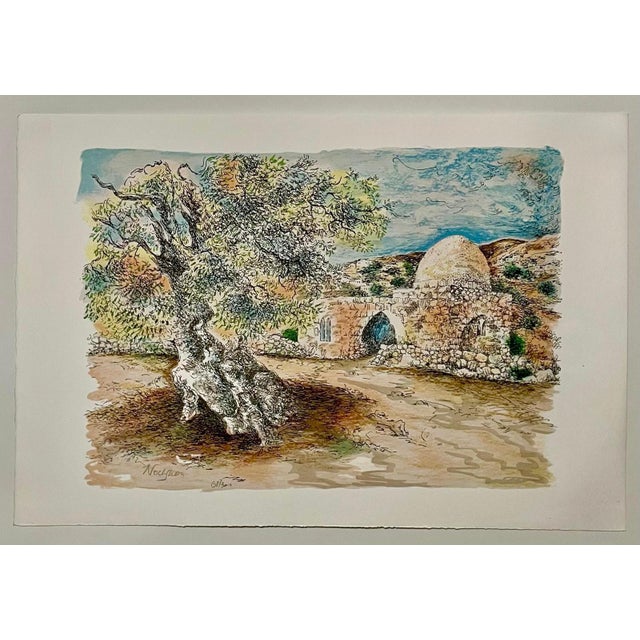 Modern Baruch Nachshon, Baruch Nachshon Kever Rochel Rachel's Tomb Israel Judaica Lithograph Israeli Art For Sale - Image 3 of 5