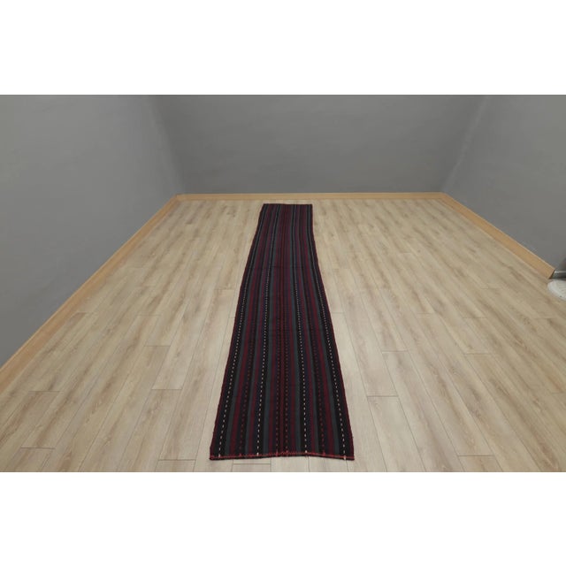 1980s Art Deco Burgundy Striped Runner Rug For Sale - Image 13 of 13