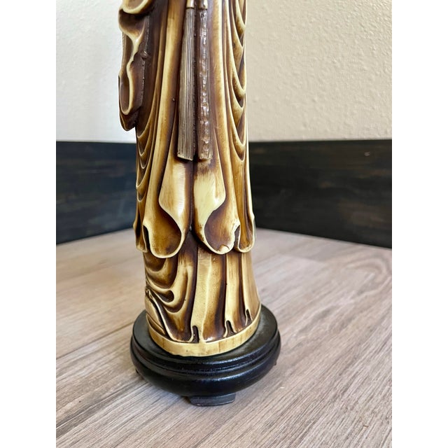 Cream Vintage Carved Shou Lao God of Longevity Statue For Sale - Image 8 of 12