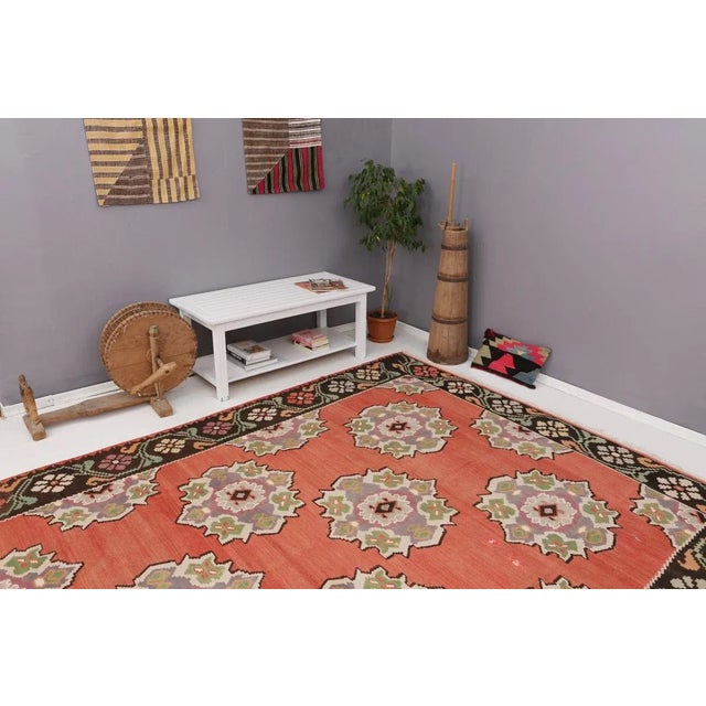 Mid 20th Century Large Vintage Turkish Kilim Rug For Sale In Los Angeles - Image 6 of 7
