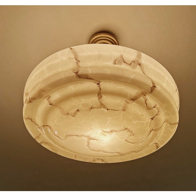 Art Deco Ivory Marble Glass Pendant Light, 1930s For Sale - Image 11 of 18